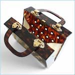 Boxy, tortoiseshell-colored lucite bag