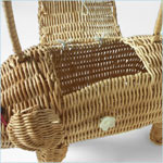 woven wicker pig shaped handbag