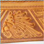 tooled, tan leather handbag