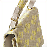 yellow and warm gray sculpted velvet handbag