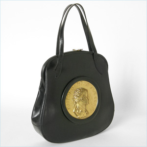 Shapely, black leather bag 