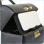 Textured black leather trunk bag by Prestige